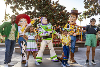During Pixar Fest, from April 26-Aug. 4, 2024, guests can meet many characters from Pixar stories, including friends like Woody, Jessie and Buzz Lightyear from Disney and Pixar’s “Toy Story,” at Disneyland Resort in Anaheim, Calif. (Disneyland Resort)