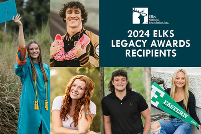 The Elks National Foundation awarded 350 Legacy Awards scholarships to high school seniors who are the children or grandchildren of Elks members. Pictured are recipients from across the United States: Caris Schneider from Florida (left), Kieran Murray from Wyoming (top), Lyric Knepshield from Pennsylvania (lower left), Denton Wiggins from Florida (lower middle), and Alynna Wilson from Ohio (bottom right).