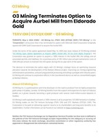 O3 Mining Terminates Option to Acquire Aurbel Mill from Eldorado Gold