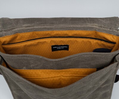 Main compartment interior pockets and gold lining