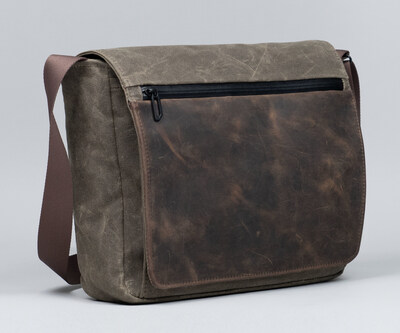 Full size in tan waxed canvas and chocolate full-grain leather
