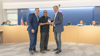 (Left to Right) Colton Joint Unified Superintendent Dr. Frank Miranda, Colton Joint Unified School Board President Frank Ibarra, Think Together Founder & CEO Randy Barth