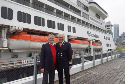 Left to right : Yves Gilson, Associate Director of Cruises for the Port of Montreal, Laurentius Oscar van Eerten, the Captain of Volendam. (CNW Group/Montreal Port Authority)