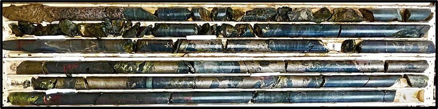 Figure 1. Diamond Drill Hole Wine 24-1A (6.4m-12.5m) New Northern Zone Mineralization (From 7.5m-11.2m – 1.89% NiEq over 3.7m) (CNW Group/Nican Ltd.) Figure 1. Diamond Drill Hole Wine 24-1A (6.4m-12.5m) New Northern Zone Mineralization (From 7.5m-11.2m – 1.89% NiEq over 3.7m) (CNW Group/Nican Ltd.)