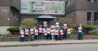 Unifor Local 252 members who work at Nestle in Toronto went on strike on Sunday over key issues of pensions and grow-in rates. (CNW Group/Unifor)