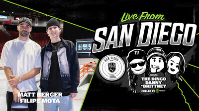 Monster Energy’s UNLEASHED Podcast Welcomes Skateboarders 
Matt Berger and Filipe Mota on Special Live Episode 406 at the Street League Skateboarding Event in San Diego.