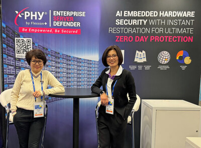 Flexxon Co-founders Camellia Chan (L) and May Chng (R) at RSA Conference 2024 in San Francisco, during the launch of X-PHY Server Defender