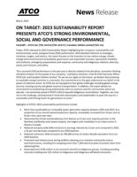ON TARGET: 2023 SUSTAINABILITY REPORT PRESENTS ATCO'S STRONG ENVIRONMENTAL, SOCIAL AND GOVERNANCE PERFORMANCE