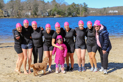 Plunge for Elodie Committee Members stand proudly with Elodie Kubik at the 7th annual Plunge for Elodie in its original location in Wellesley, Massachusetts. Photo by Amanda Robertson