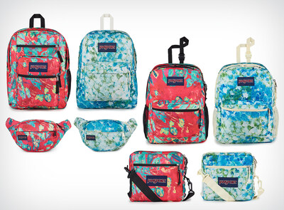 Full product offering from JanSport featuring artwork by artist, Mia Brown.