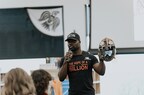Akwasi Frimpong, Olympic Skeleton athlete, speaks with Bountiful Utah students April 25, 2024.