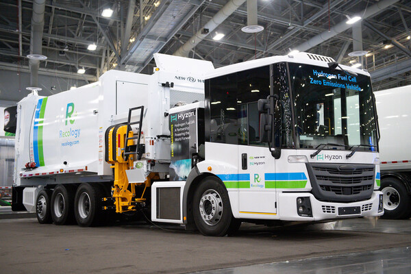 hyzon and new way unveil north america's first hydrogen fuel cell refuse truck at waste expo