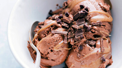 Chocolate Ice Cream with “Caramel” Sauce