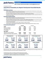 Jack Henry &amp; Associates, Inc. Reports Third Quarter Fiscal 2024 Results