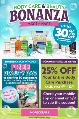 Natural Grocers invites customers to its 4th annual Body Care & Beauty Bonanza. Customers can enjoy stellar deals on the Company's quality collection of clean body care and beauty products for a cleaner Earth.