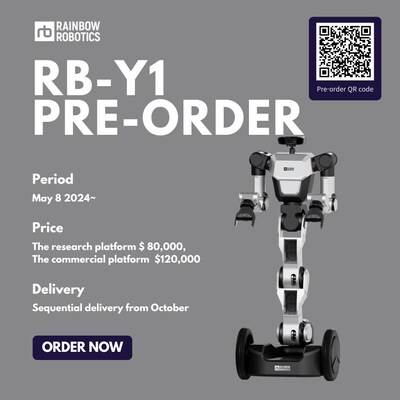 Rainbow Robotics begins pre-orders of Bimanual Mobile Manipulator RB-Y1, the world's first research platform for AI experts for $80,000 USD.