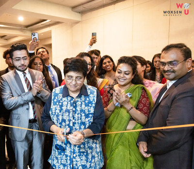 Dr. Kiran Bedi inaugurating the Kiran Bedi Hall at Woxsen University