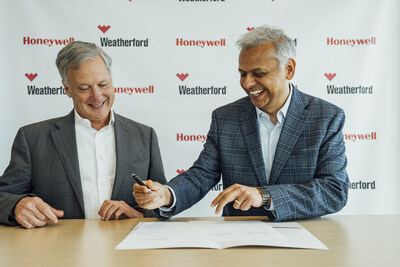 Honeywell and Weatherford Sign Up to Combat Emissions. Kevin Dehoff, Honeywell Chief Strategy Officer, President and CEO Honeywell Connected Enterprise and Girish Saligram, President and CEO of Weatherford sign agreement to bring emissions management solution to the oil and gas industry.