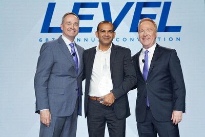 Choice Hotels President and CEO Patrick Pacious with Premier Legacy Award winner Bob Patel of Omaha Hotels, Inc., and Choice's Chief Development Officer David Pepper at the 68th Annual Convention.