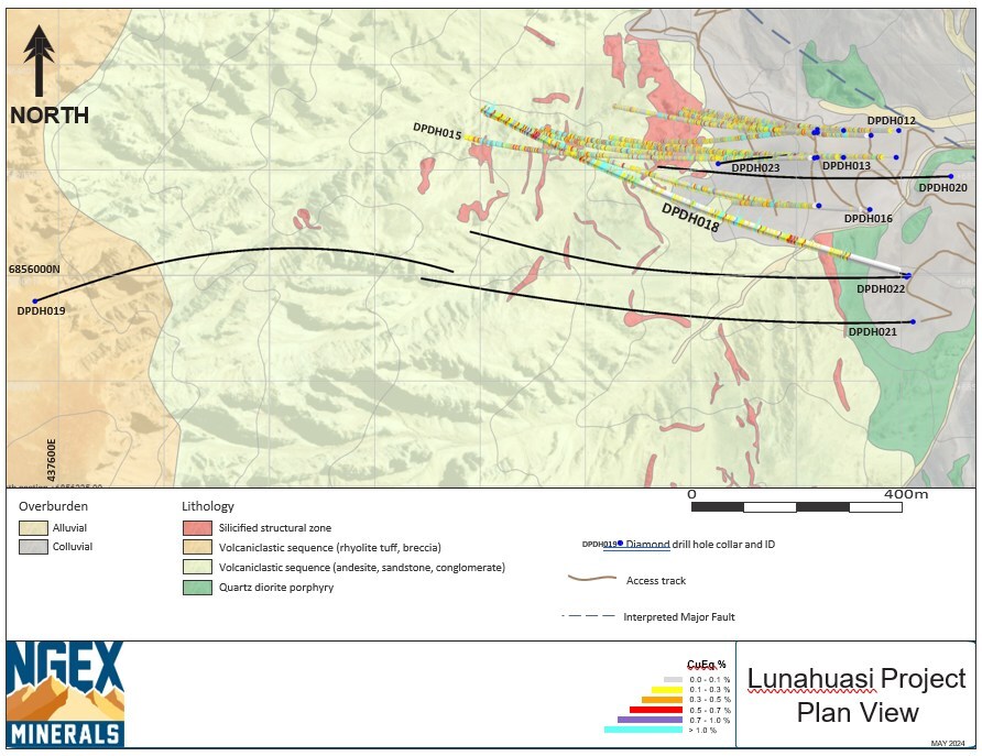 LUNAHUASI GEOLOGY DRILL PLAN 2024 MAY (CNW Group/NGEx Minerals Ltd.) LUNAHUASI GEOLOGY DRILL PLAN 2024 MAY (CNW Group/NGEx Minerals Ltd.)