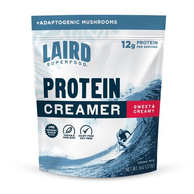 Laird Superfood Protein Creamer Sweet & Creamy launched May 9, 2024. Laird Superfood was created by Laird Hamilton and Gabby Reece.