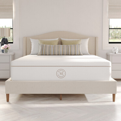 SleepComplete by Martha Stewart mattresses abound with premium features including CoolWeave, a unique technology woven into the fabric to generate a continual cooling sensation that both relaxes and soothes. Additionally, each mattress incorporates gel-infused cooling memory foam, zoned pressure relief, superior edge support, and a breathable, moisture-wicking cover that provides sleepers with a comfortable, comprehensive, and competitively priced sleep solution. SleepComplete Hybrid Mattress pictured here with the Martha Stewart Amelia Bed Frame in Beige. A gracefully contoured silhouette dressed in beautiful faux linen upholstery makes the Martha Stewart Amelia Platform Bed a stunning addition to any bedroom in your home.