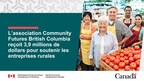 L'association Community Futures British Columbia reçoit 3,9 millions de dollars pour soutenir les entreprises rurales