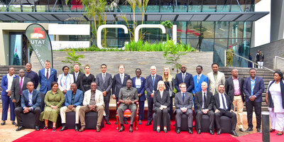 H.E. The President of Kenya, Dr. William S. Ruto (bottom centre), at the commissioning of the CCI Tatu City Call Centre. The new five-story building inside Tatu City represents a US$ 50 million investment into the Kenyan Business Process Outsourcing (BPO) industry. The state-of-the-art facility is Kenya's largest call centre which promises to invigorate the nation's economy by creating over 10,000 jobs. Also in attendance were leaders from business and government, including US Ambassador Meg Whitman; Rishi Jatania, CEO of CCI Kenya; Stephen Jennings, Founder & CEO of Rendeavour; Martin Roe, CEO of CCI Global; and Greg Pearson, CEO and co-founder of GREA (credit: Rendeavour).