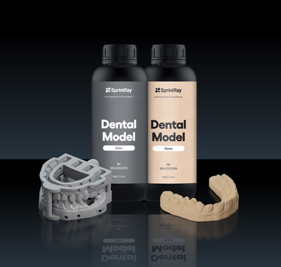 SprintRay Dental Model is a biocompatible model material that's designed for precision, speed, and aesthetics, used for the fabrication of orthodontic and dental models. It offers significant speed improvements and accuracy for digital workflows.
