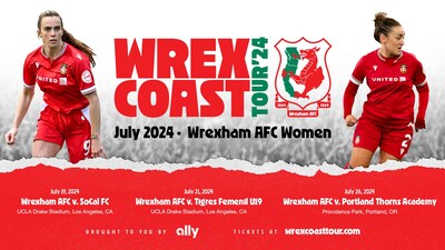 Tickets for Wrexham AFC Women's games go on sale today. Visit WrexCoastTour.com for ticketing links and additional information for all matches. Fans can also follow @WrexhamAFCWomen on social media for live updates from the team as they prepare for their U.S. debut.