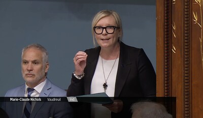 Marie-Claude Nichols, députée de Vaudreuil, à l'Assemblée nationale du Québec. (Groupe CNW/Députés indépendants)