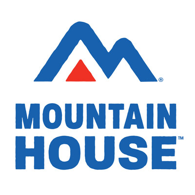 New Mountain House logo features signature blue color, red triangle tent and prominent Mountain House copy to standout on shelves.