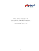 Boyd Group Services Inc. Reports First Quarter 2024 Results