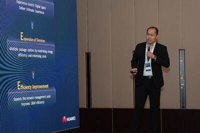 Wang Hui, President of NCE Data Communication Domain, Huawei Data Communication Product Line, delivering a keynote speech