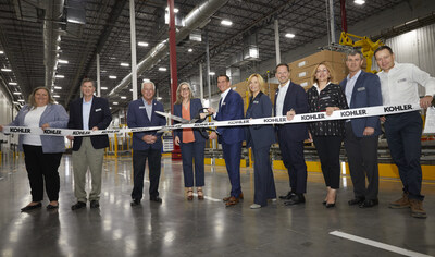 Participating in Kohler Co.’s ribbon cutting were: (left to right) Tracy Jaeger, VP & GM of Bathing & Showering ; John Bishopp, Plant Manager; Casa Grande Mayor Craig McFarland; Governor Katie Hobbs; David Kohler, Chair & CEO; Laura Kohler, Chief Sustainable Living Officer; Norb Schmidt, President of Kitchen & Bath North America; Sandra Watson, President & CEO of the Arizona Commerce Authority; Heath Holtz, Chief Operations & Supply; David Mortenson, Chairman – Mortensen