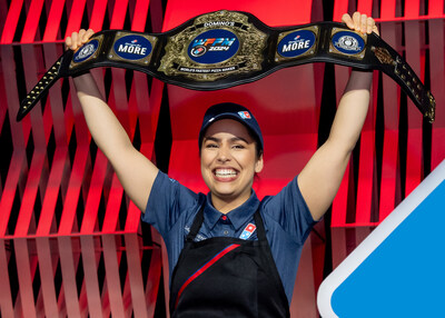 Joana Mendes is the first woman to win Domino's World's Fastest Pizza Maker competition, with a record-breaking time of 39.2 seconds.