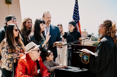 Picture of Chairwoman Latisha Prieto accompanied by family (provided by San Manuel Band of Mission Indians)