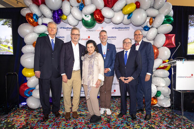From left to right: Christopher Durovich, President and Chief Executive Officer at Children's Health; Jake Jaquiss, M.D. Pediatric Cardiothoracic Surgeon at Children’s Health and Professor at UT Southwestern Medical Center; Jean Pogue, donor; Nicolas Madsen, M.D. Chief of Cardiology at Children’s Health and Professor at UT Southwestern Medical Center; Daniel K. Podolsky, M.D., President of UT Southwestern Medical Center and Professor of Internal Medicine; and Brent Christopher, President of the Children’s Medical Center Foundation.