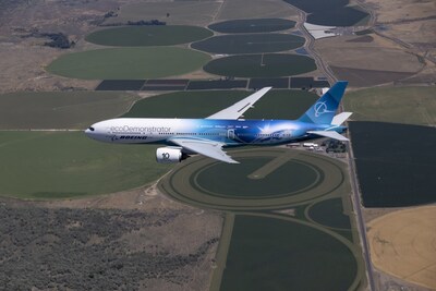 The Boeing ecoDemonstrator will test 36 technologies in the third year of testing on a 777-200ER (Extended Range). (Boeing photo)