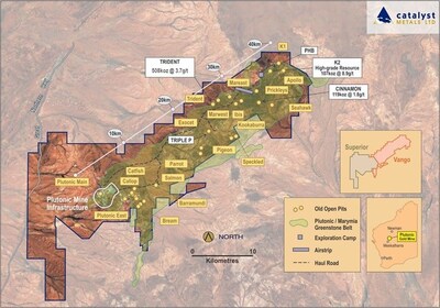Figure 1:  Catalyst’s consolidated Plutonic Gold Belt, showing tenements (CNW Group/Catalyst Metals LTD.)
