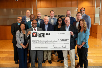 Simmons Bank check presentation to Southern Bancorp