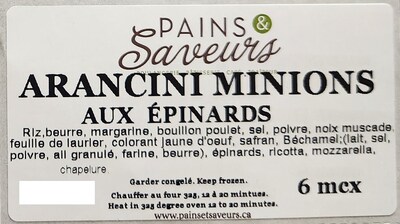 Arancini minions aux épinards (Groupe CNW/Ministère de l'Agriculture, des Pêcheries et de l'Alimentation)