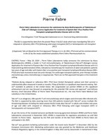 Pierre Fabre Laboratories announces the submission by Atara Biotherapeutics of Tabelecleucel (Tab-cel®) Biologics License Application for treatment of Epstein-Barr Virus Positive Post-Transplant Lymphoproliferative Disease with U.S FDA