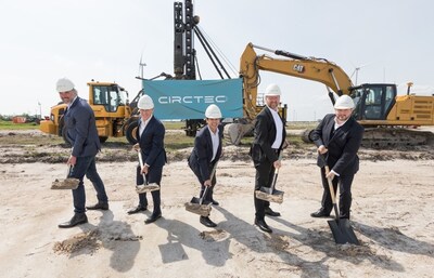 Project launch ceremony for Circtec’s new plant at Delfzijl, The Netherlands – 17 May 2024; From L to R: Henk Emmens, Regional Minister for Economic Affairs | Allen Timpany, Cofounder and CEO – Circtec | Adam Burks, Global COO, Middle Distillates, Heavy Distillates and Marine – BP | John Loudermilk, CEO - Birla Carbon | Robert Harper, Cofounder and Deputy CEO – Circtec