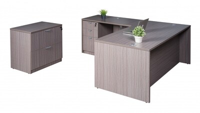 The Boss Office Products L Shaped Desk with Lateral Filing Cabinet, Available at madisonliquidators.com