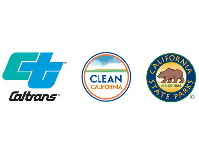 Caltrans, Clean California, and California State Parks logos.