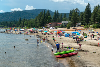 Visitors enjoy the shores of Lake Tahoe at Kings Beach State Recreation Area. Photo from California State Parks.