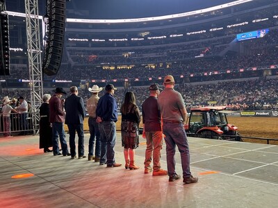 In honor of Military Appreciation Month, Kubota and the Farmer Veteran Coalition announced the selection of the 2024 "Geared to Give" veteran recipients of new Kubota equipment during a ceremony at the 2024 PBR World Finals at AT&T Stadium on Saturday.