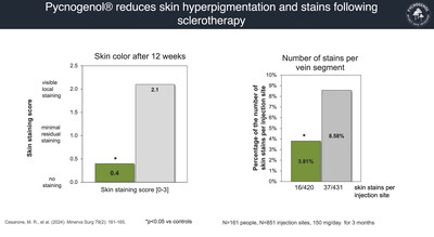 Two graphs representing the researcher's assessment of skin discoloration using a standardized scoring system.