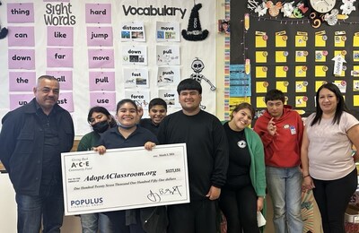 ACE Cash Express presents a check for $127,151 to support AdoptAClassroom.org.